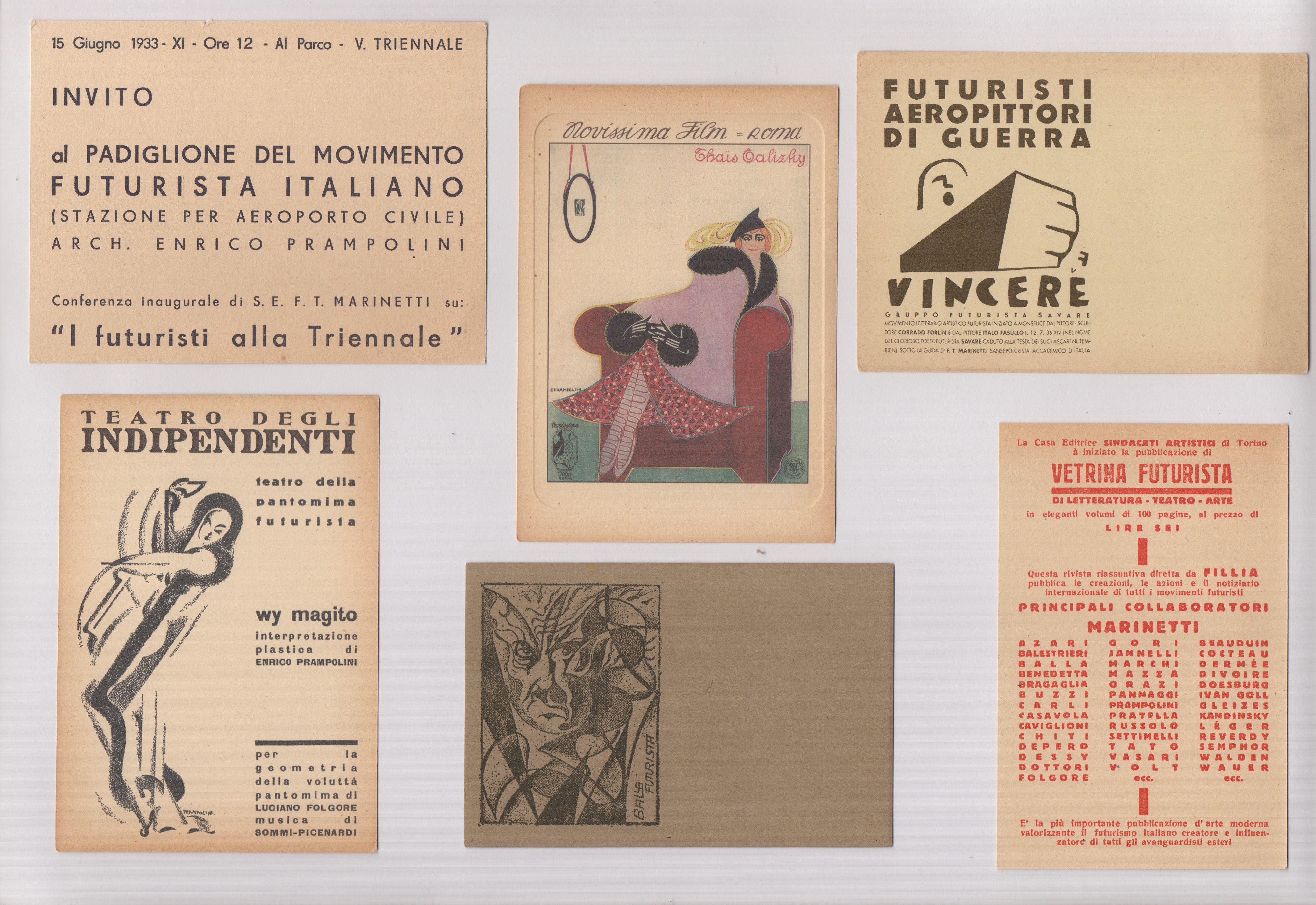 Cartoline futuriste, serie di sei esemplari