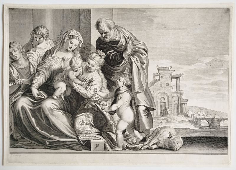 Theodor Dirk Matham - Matrimonio mistico di santa Caterina d’Alessandria (da Paolo Veronese), acq...