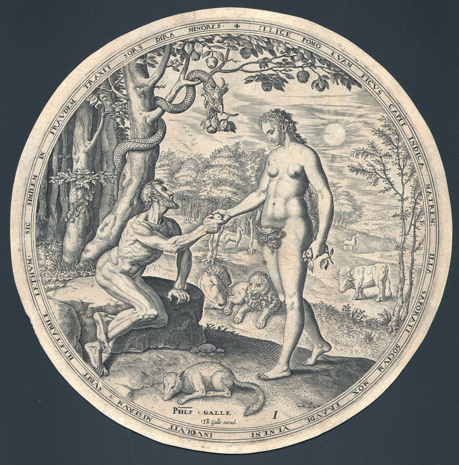 Philip Galle - Il potere delle donne: Eva offre ad Adamo il frutto proibito; Lot e le sue figlie;...
