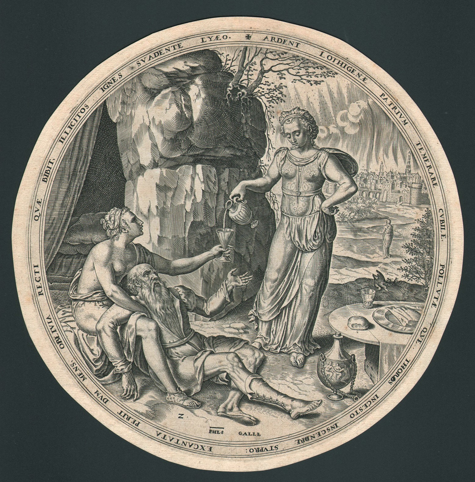 Philip Galle - Il potere delle donne: Eva offre ad Adamo il frutto proibito; Lot e le sue figlie;...