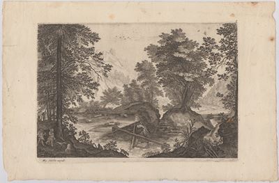 Paesaggio montuoso con ruscello