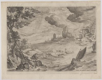 Raphael I Sadeler, Paesaggio con barca a vela (acquaforte e bulino)