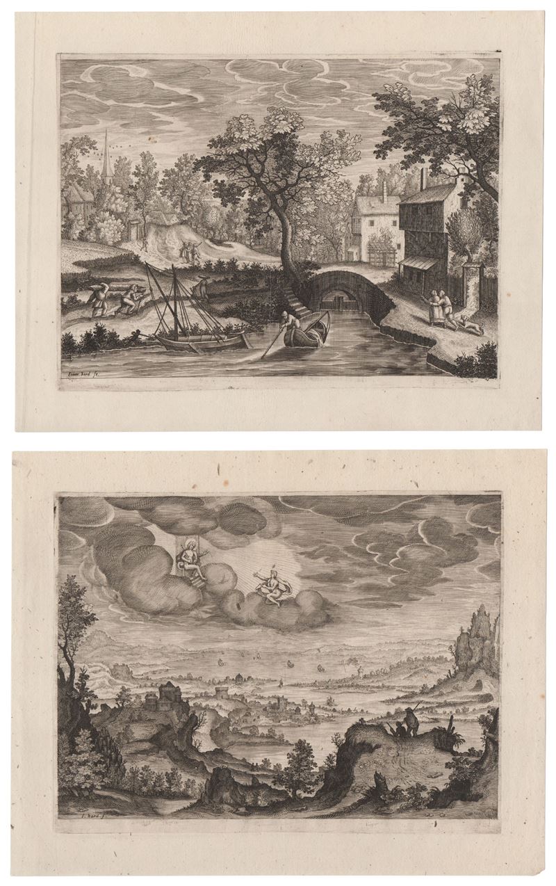 Johan Bara - Paesaggio con Phaeton e Apollo; Paesaggio con due uomini che trasportano un tronco (...