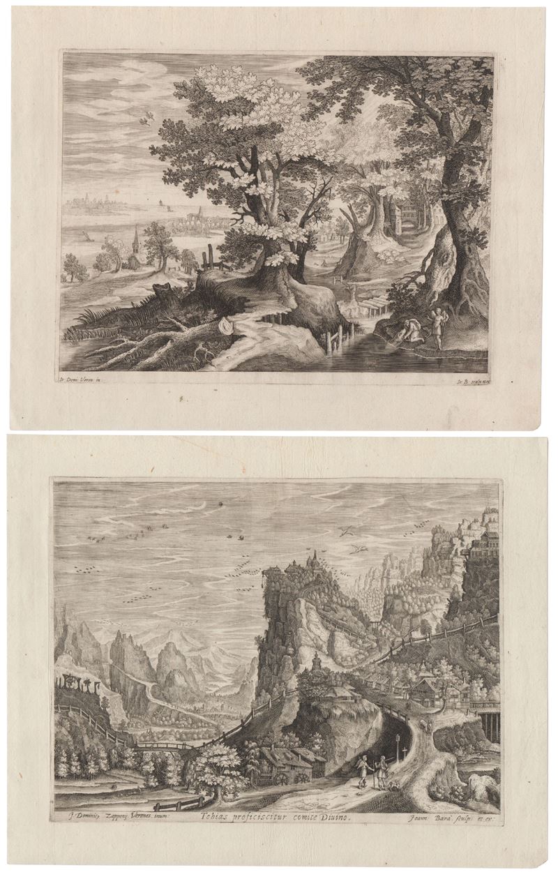 Johan Bara - Viaggio di Tobia con l’Arcangelo Raffaele e Tobia cattura il pesce (da Giovanni Dome...