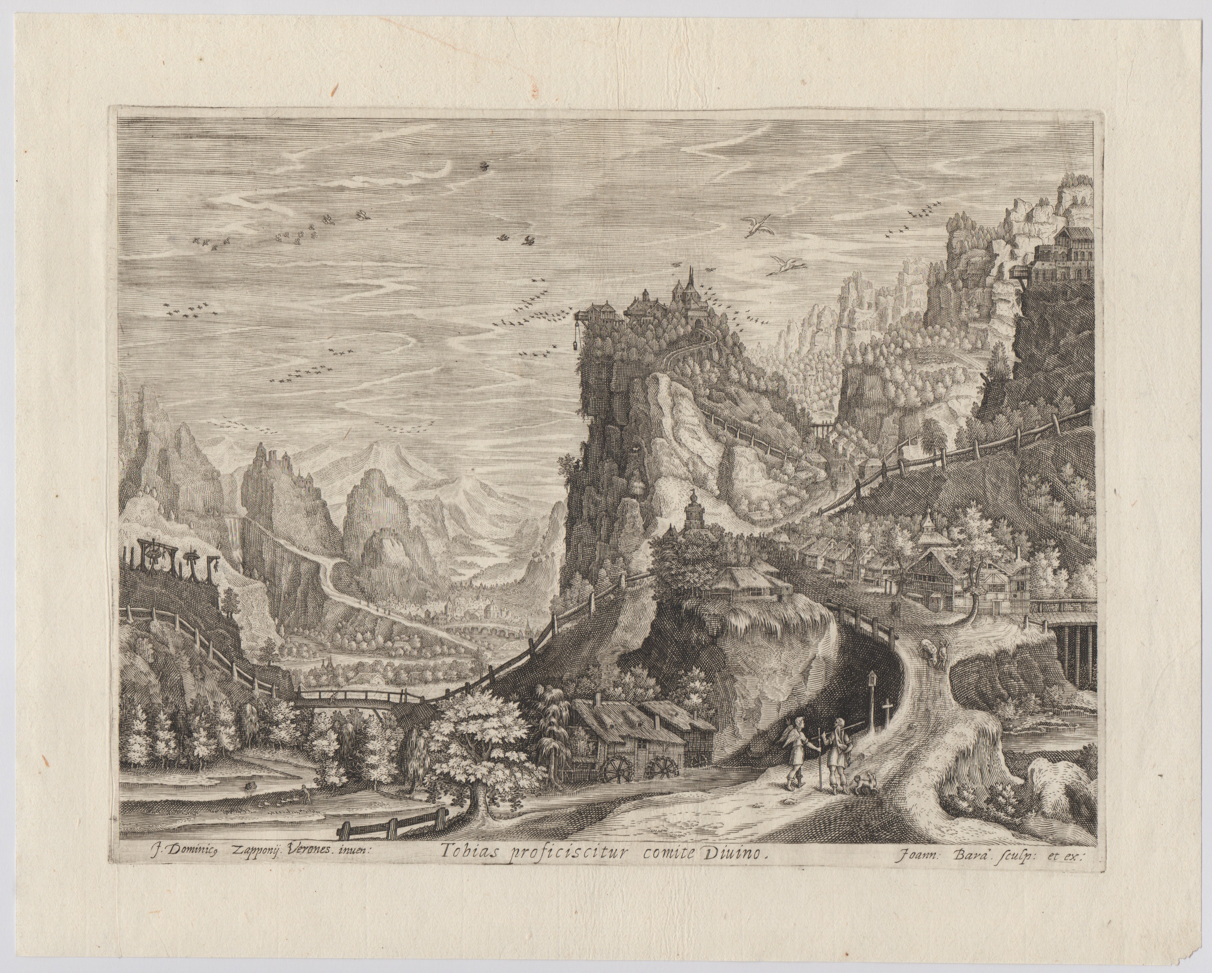 Johan Bara - Viaggio di Tobia con l’Arcangelo Raffaele e Tobia cattura il pesce (da Giovanni Dome...