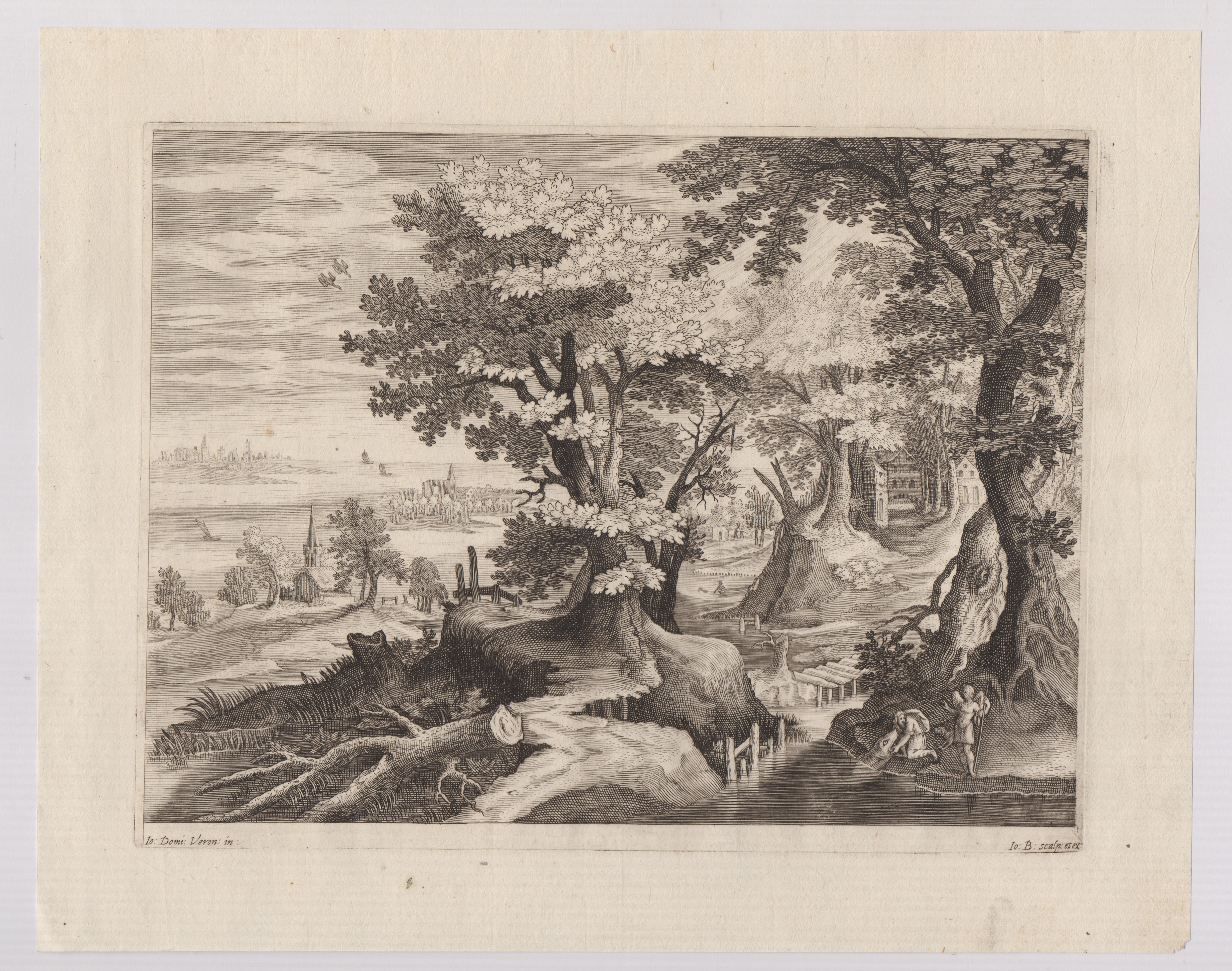 Johan Bara - Viaggio di Tobia con l’Arcangelo Raffaele e Tobia cattura il pesce (da Giovanni Dome...
