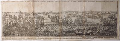 Incisore tedesco del XVII secolo (anonimo), Battaglia tra spagnoli e olandesi, acquaforte