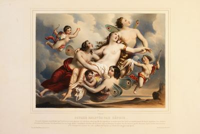 Psyché enlevée par Zéphir, litografia con coloritura a mano