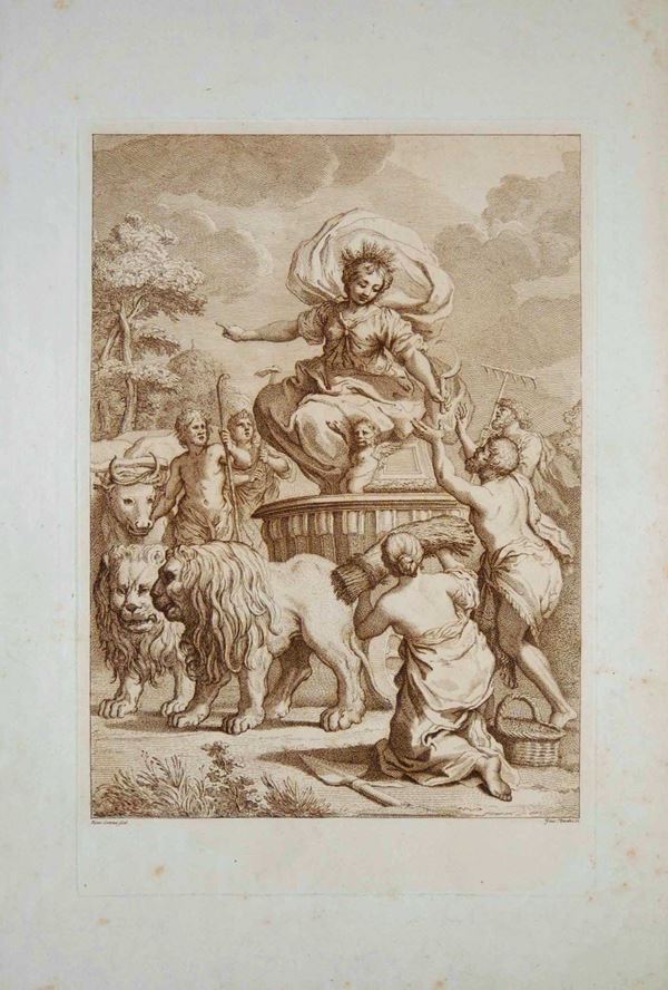 Giuseppe Zocchi : Offerte a Ceres, da Pietro da Cortona  - Auction PRINTS FROM 15th TO 20th CENTURY - Bertolami Fine Art - Casa d'Aste