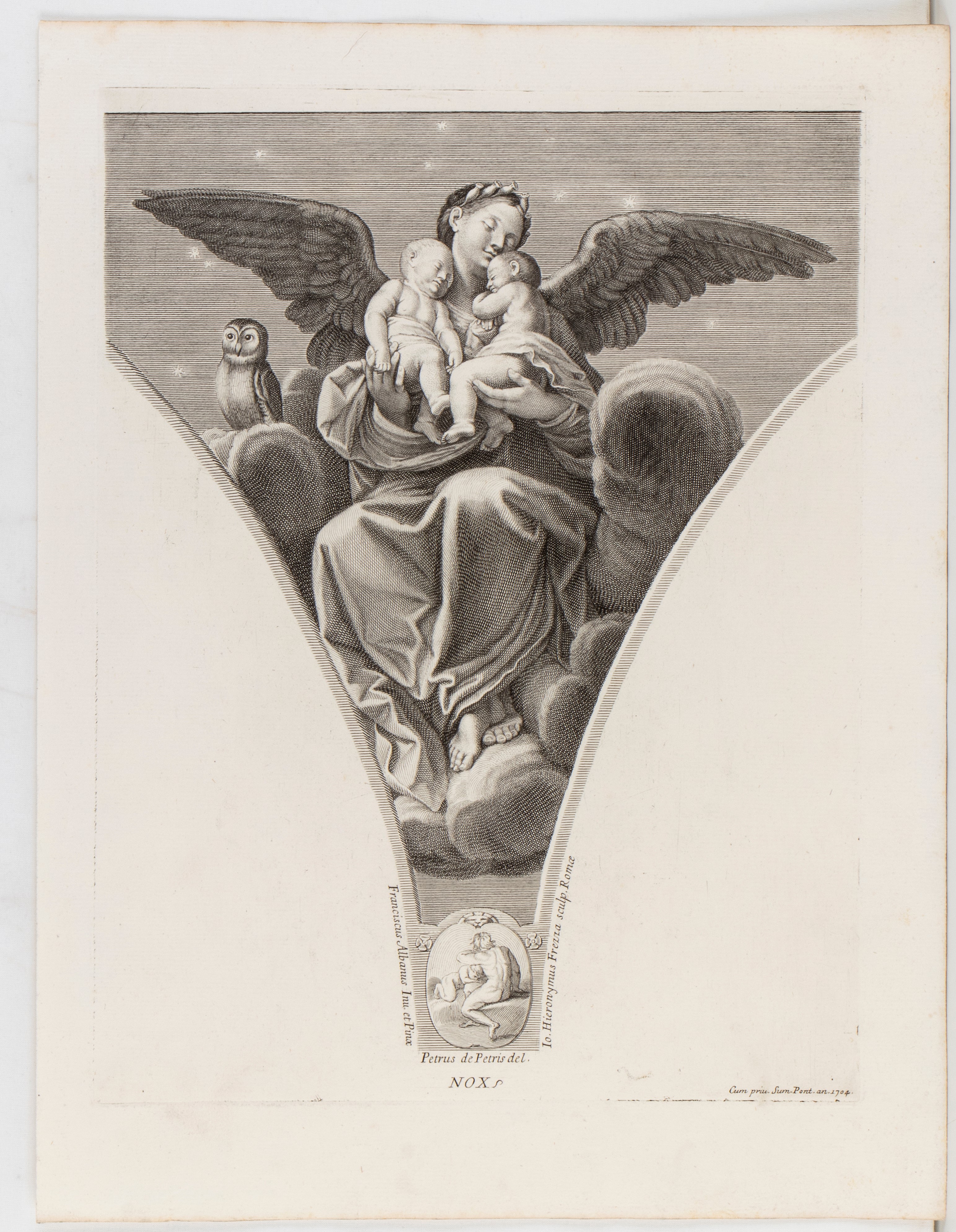 Giovanni Girolamo Frezza - Giovanni Girolamo, Aurora e Nox (due incisioni ad acquaforte), 1704