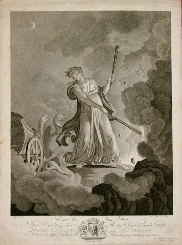 Anton Paul Eisen : Ceres bei dem Etna (Ceres sul cratere dell'Etna), da Johann August Nahl il giovane  - Asta STAMPE DAL XV AL XX SECOLO	 - Bertolami Fine Art - Casa d'Aste