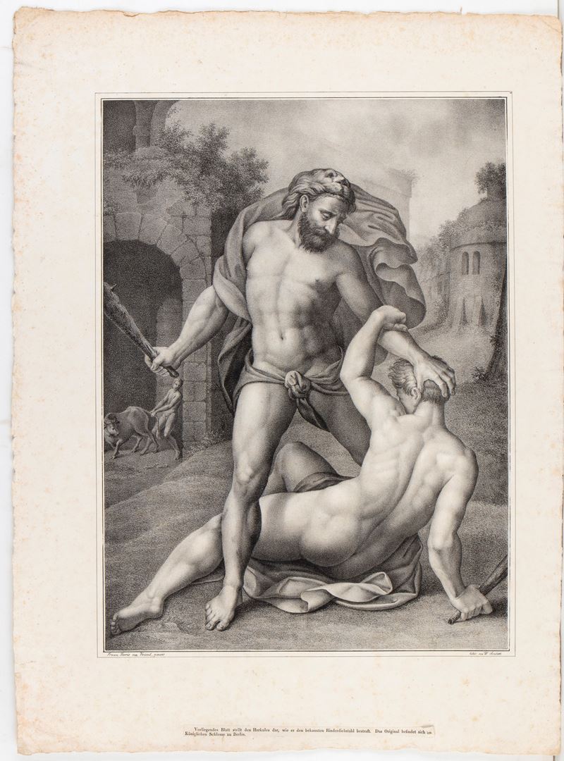 Willem Anstatt - Ercole e Caco, da Frans Floris (litografia)