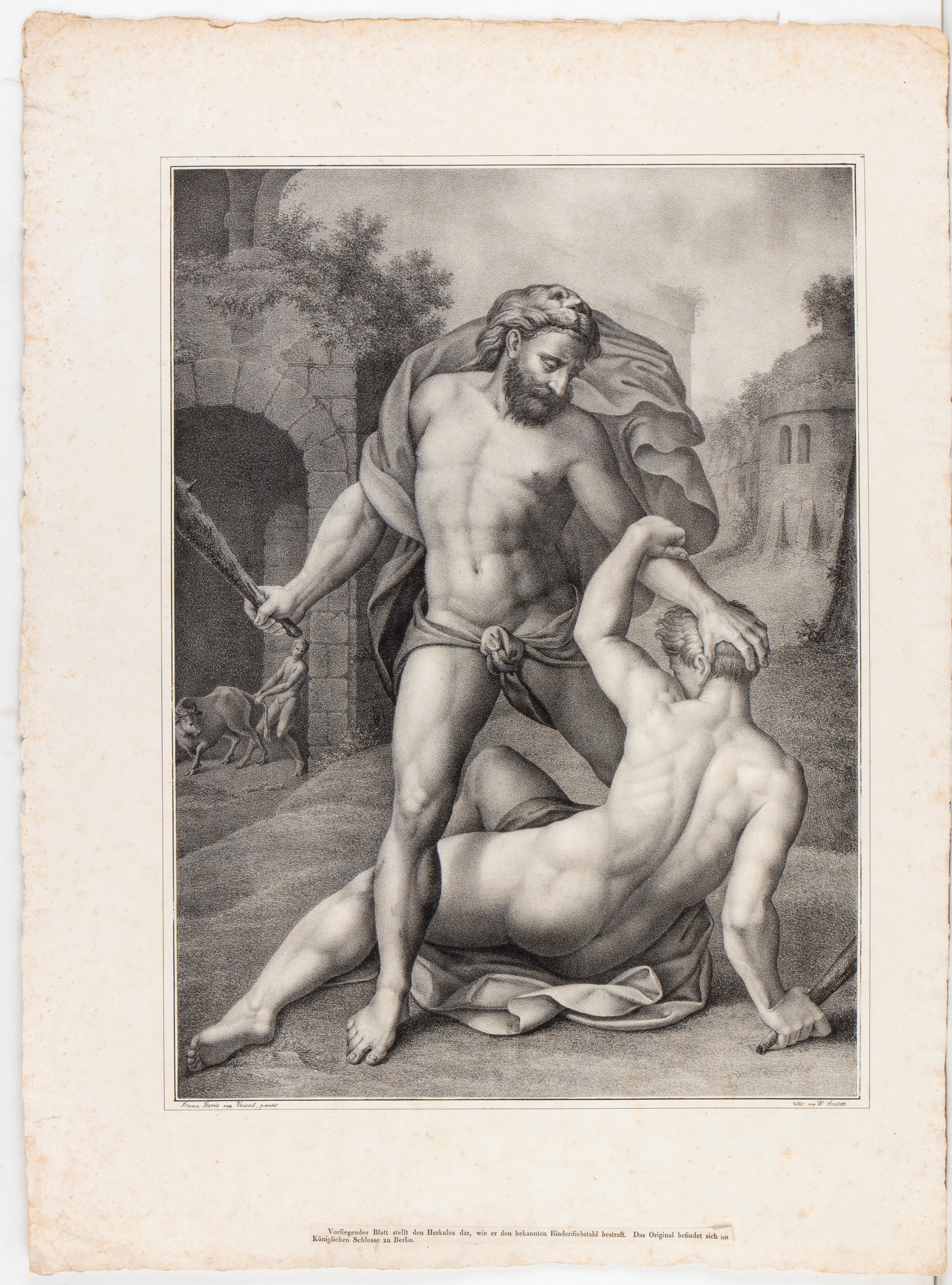 Willem Anstatt - Ercole e Caco, da Frans Floris (litografia)