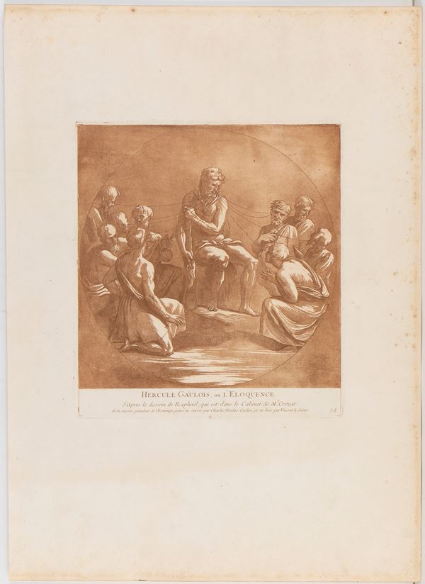 Charles Nicolas Cochin - Hercule gaulois, ou l'Eloquence, after Raffaello