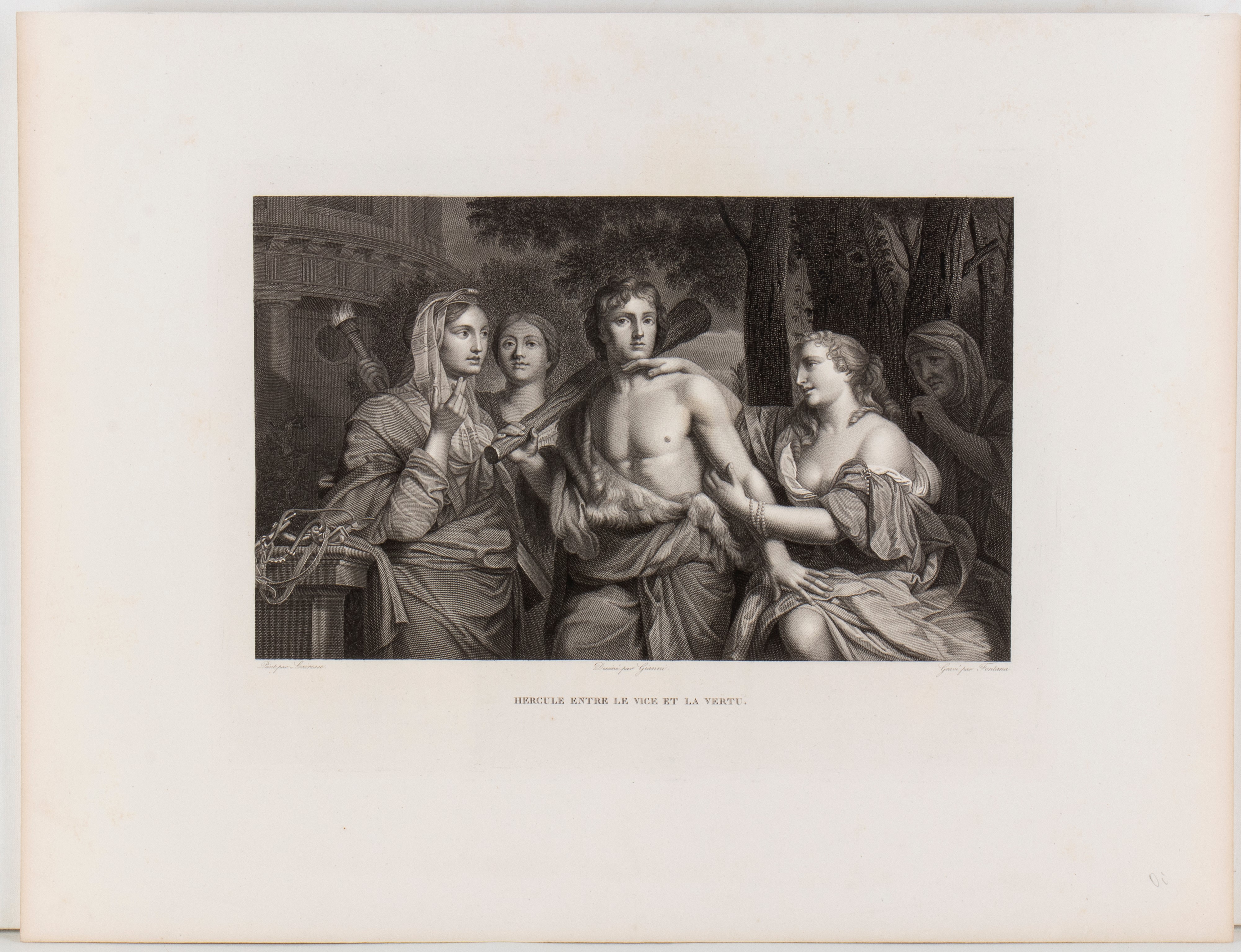 Charles Nicolas Cochin - Hercule gaulois ou l’Eloquence, acquatinta ad inchiostro marrone (da Raf...