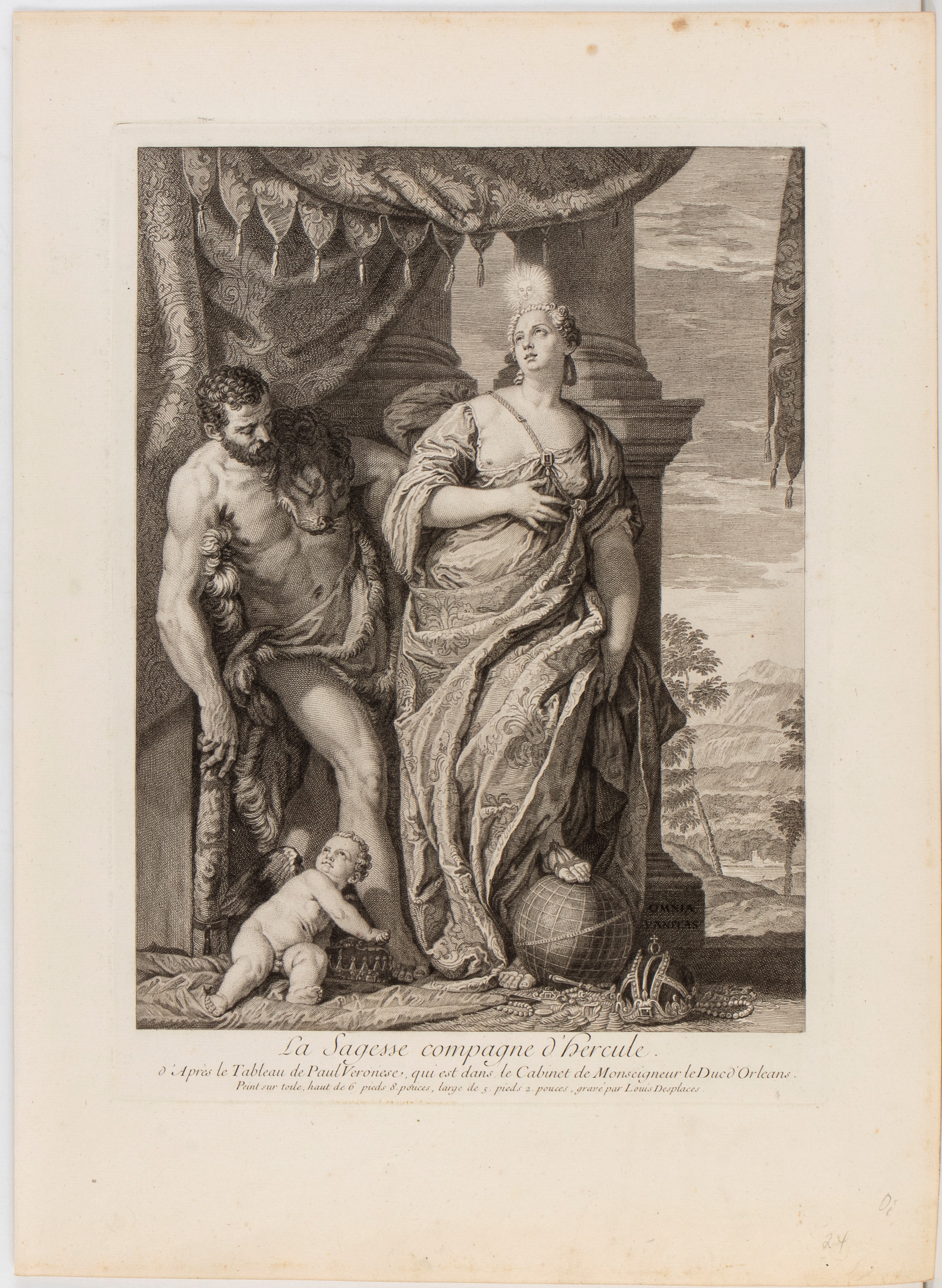 Charles Nicolas Cochin - Hercule gaulois ou l’Eloquence, acquatinta ad inchiostro marrone (da Raf...