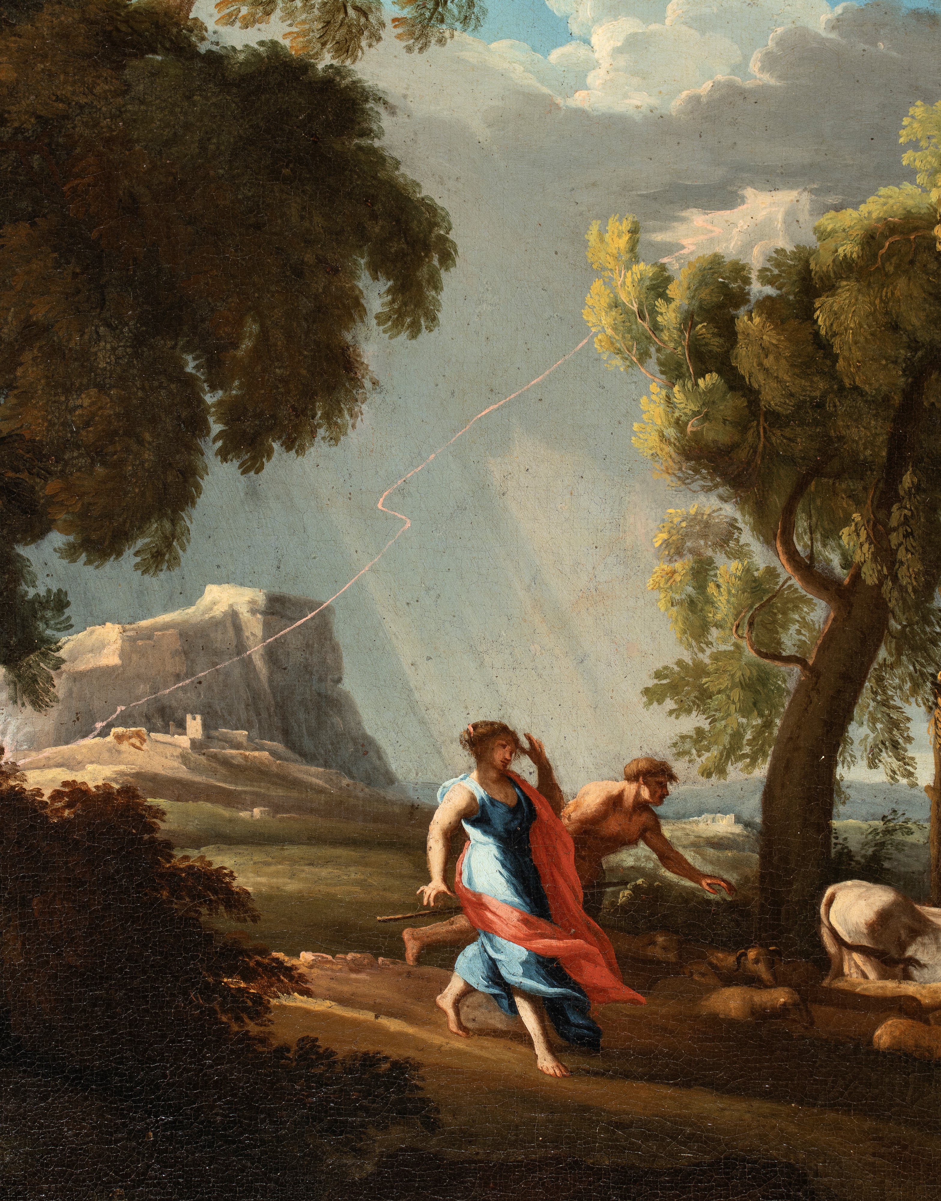 Artista Attivo a Roma, Prima Metà XVIII Secolo - Dipinti con paesaggi e figure, olio su tela