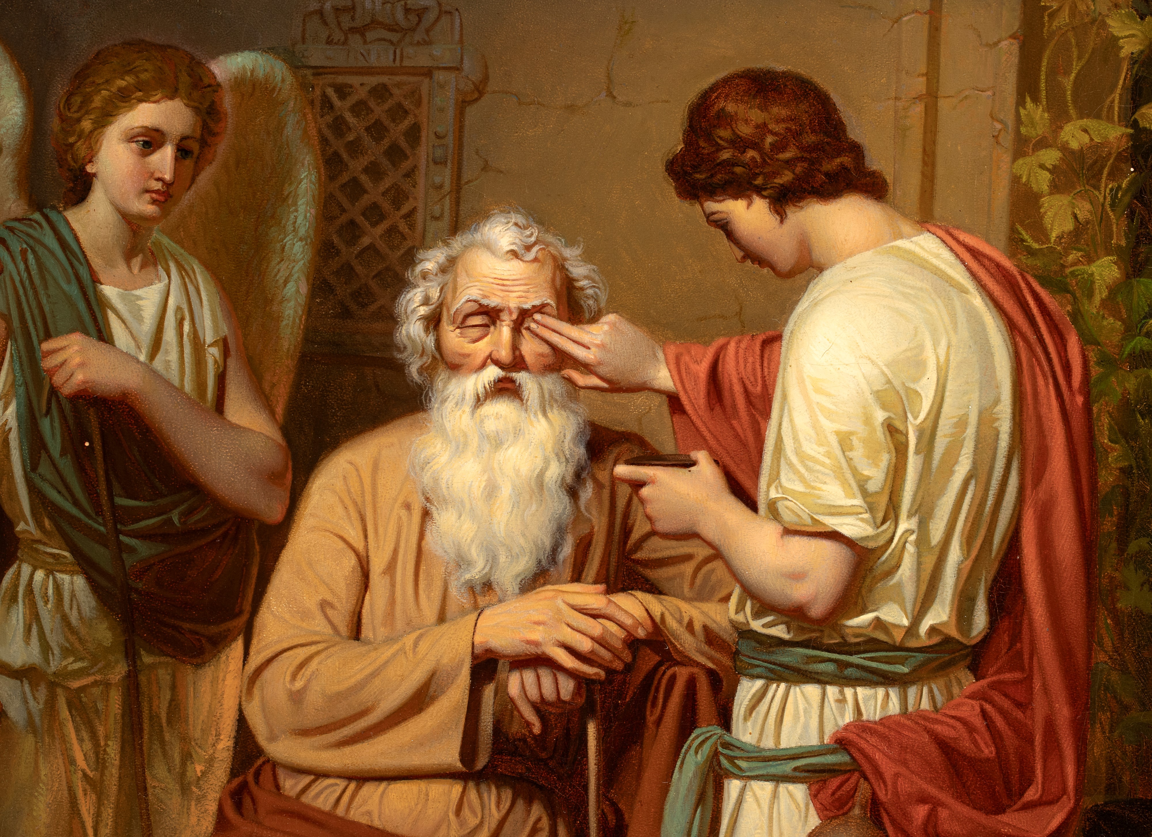 Johan August malmströM - Tobiolo risana la cecità del padre Tobia, olio su tela