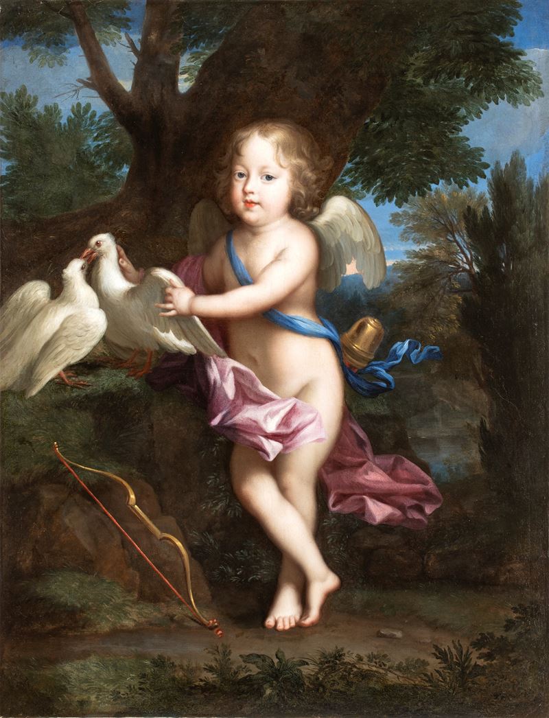 Jean Nocret - Ritratto di Marie Anne de Bourbon nei panni di Amore, olio su tela