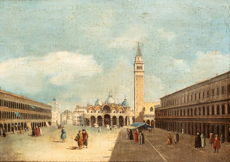 Giovanni Antonio Canal Detto il Canaletto - Veduta di piazza San Marco verso la Basilica