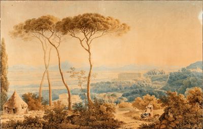 Veduta della campagna romana dal boschetto di Villa Taverna