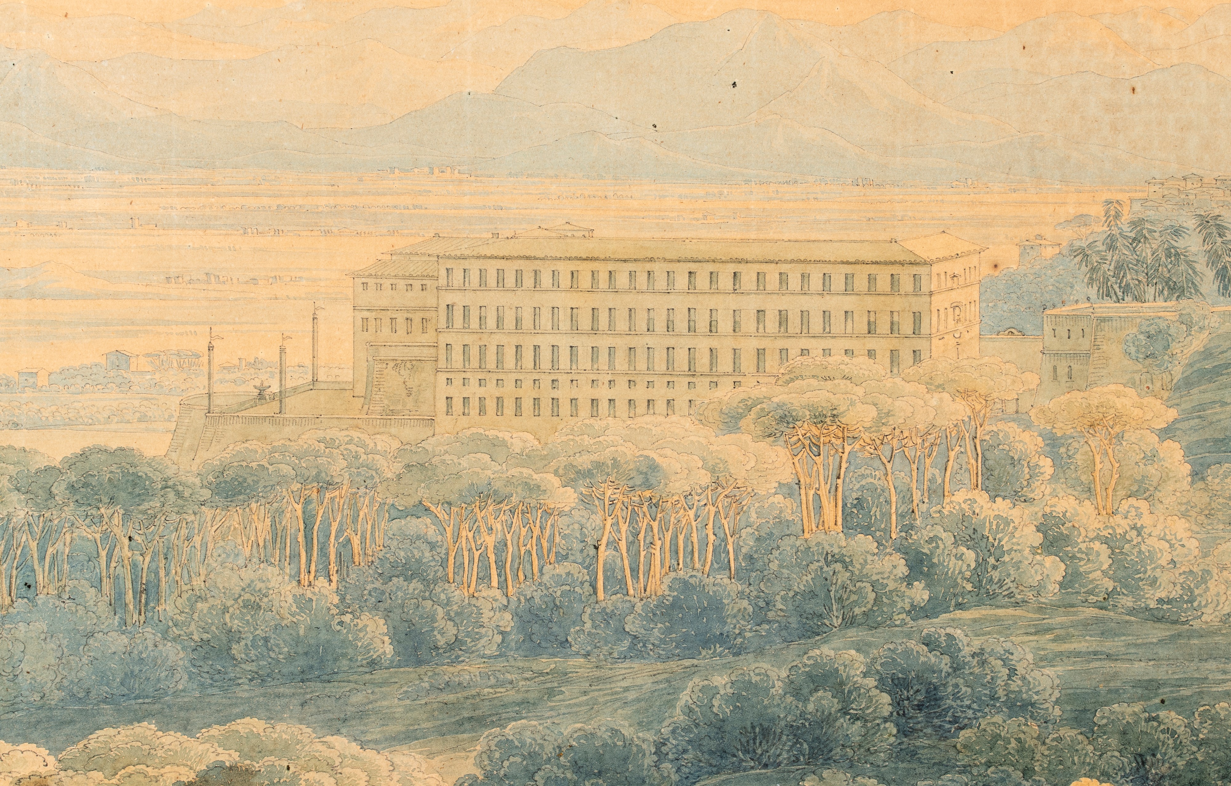 Franz Kaisermann - Veduta della campagna romana dal boschetto di Villa Taverna