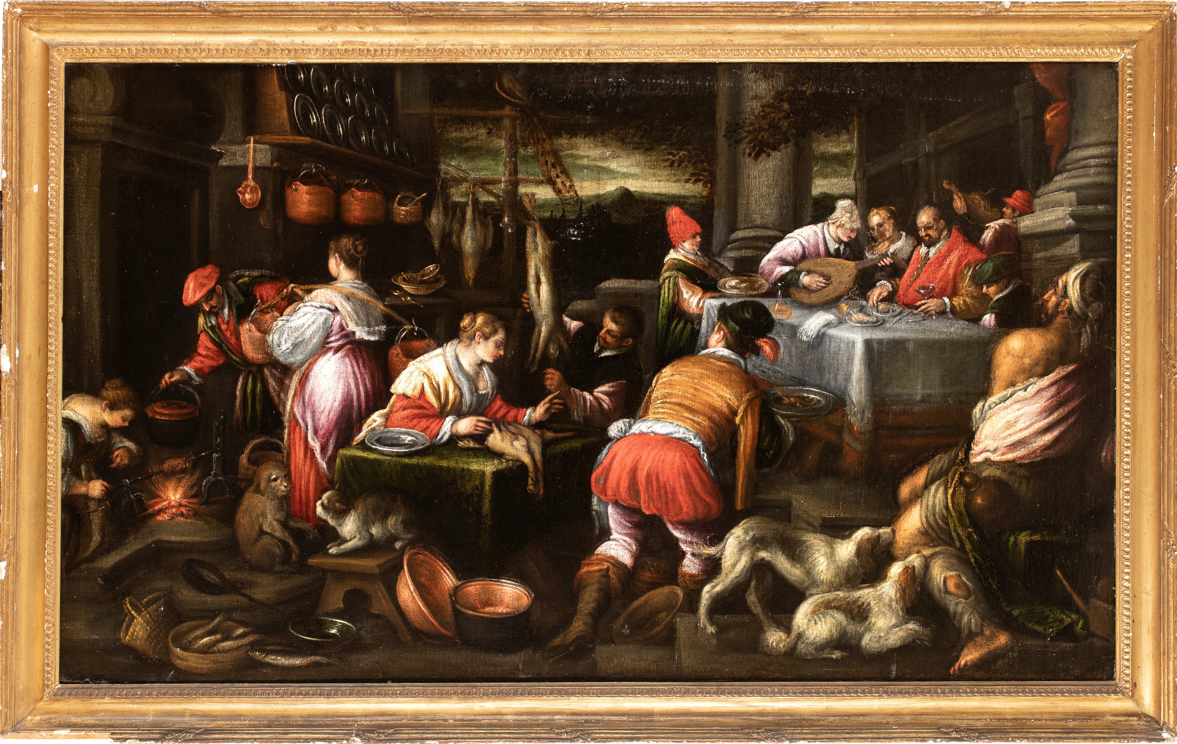Leandro dal Ponte Bassano - Il banchetto del ricco Epulone, olio su tela