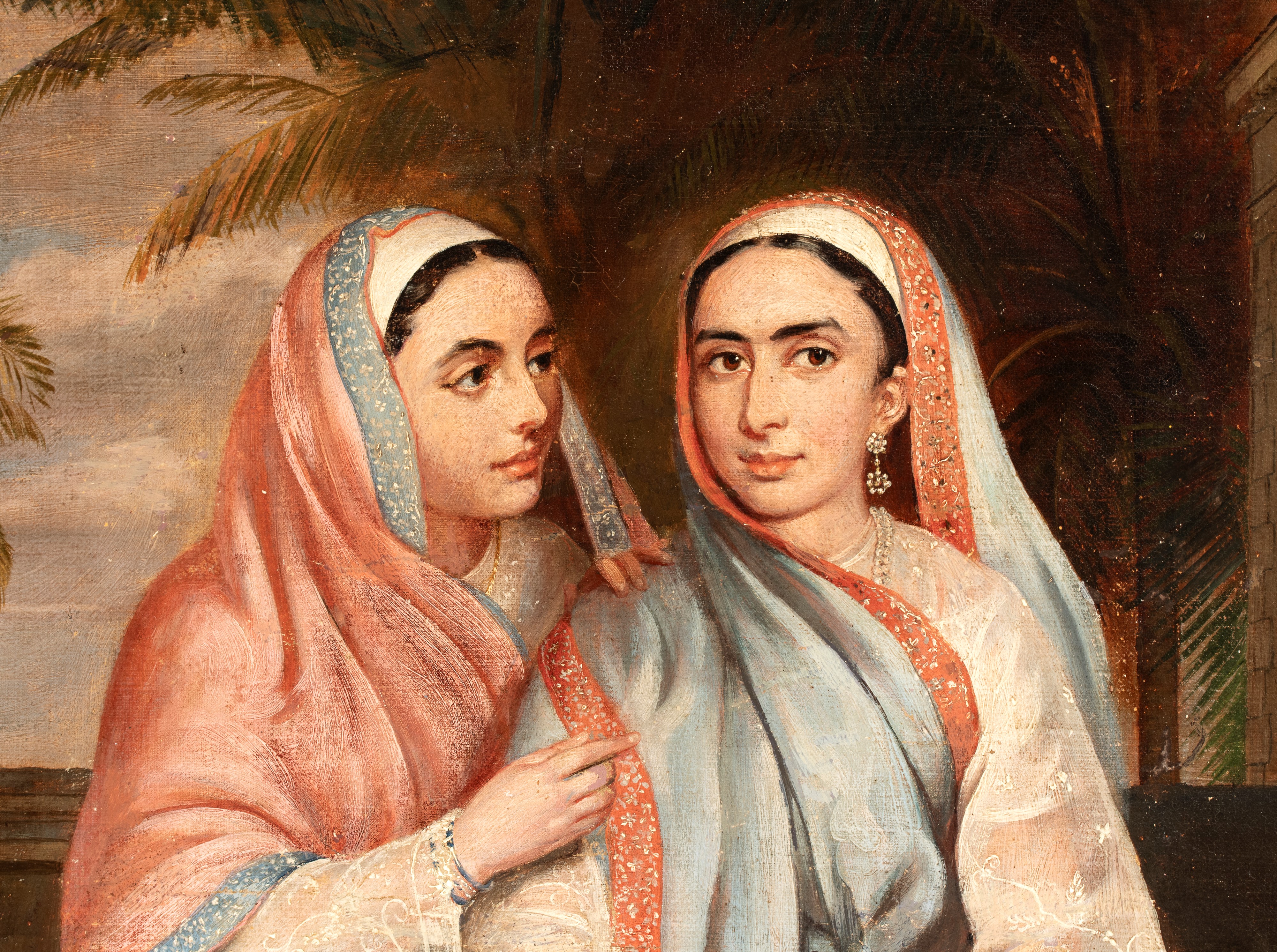 Artista Inglese Attivo in India, XIX Secolo - Donne indiane, olio su tela
