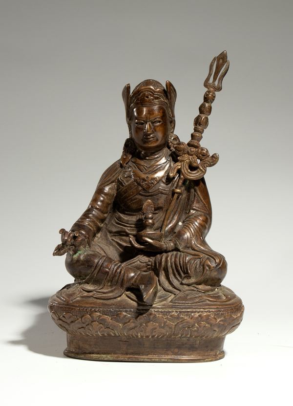 Repousse copper figure of Padmasambhava. Tibet, 19th century.