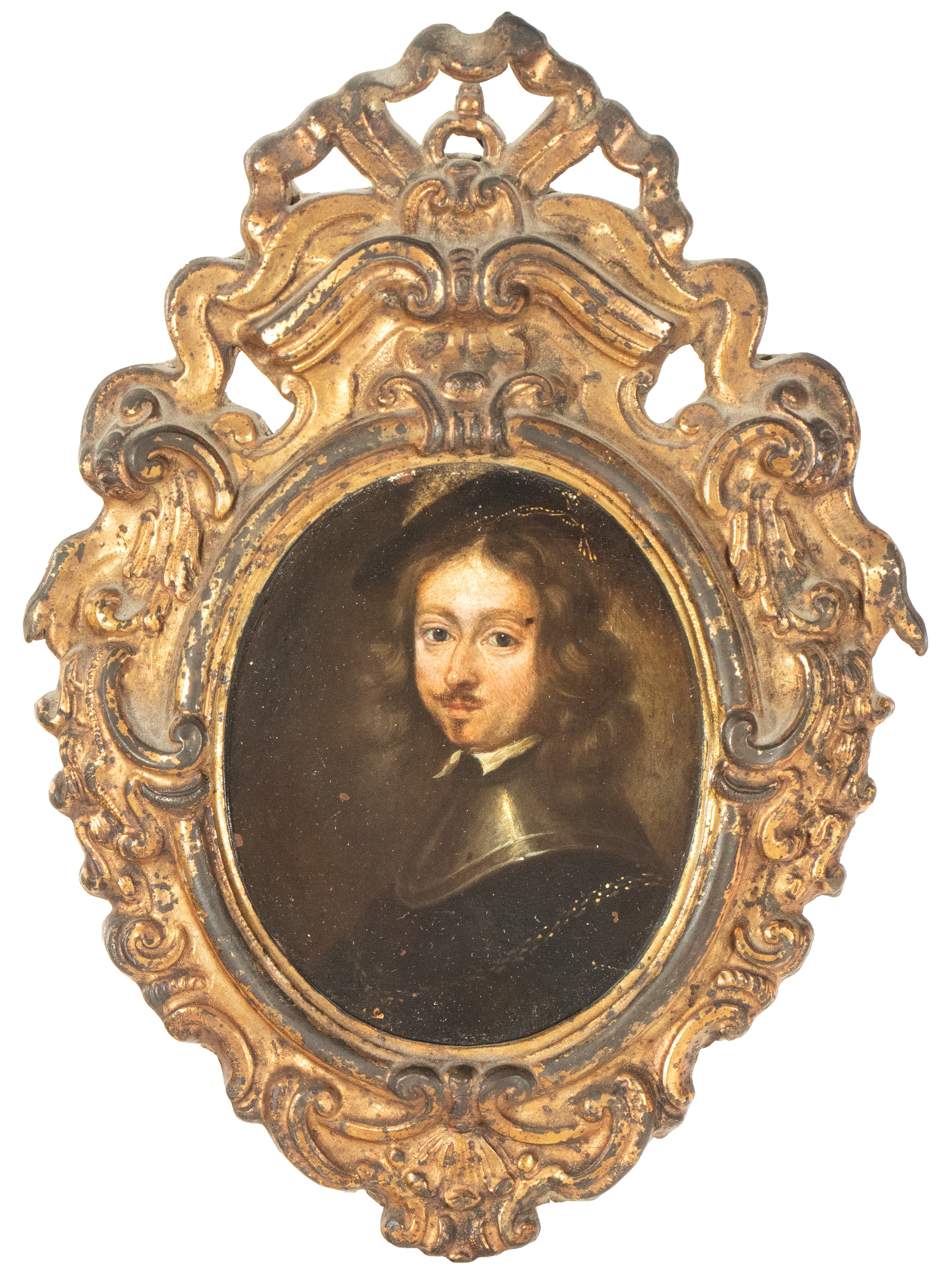 Artista Olandese, XVII Secolo - Ritratto di giovane uomo con cappello e catena d’oro, olio su ram...