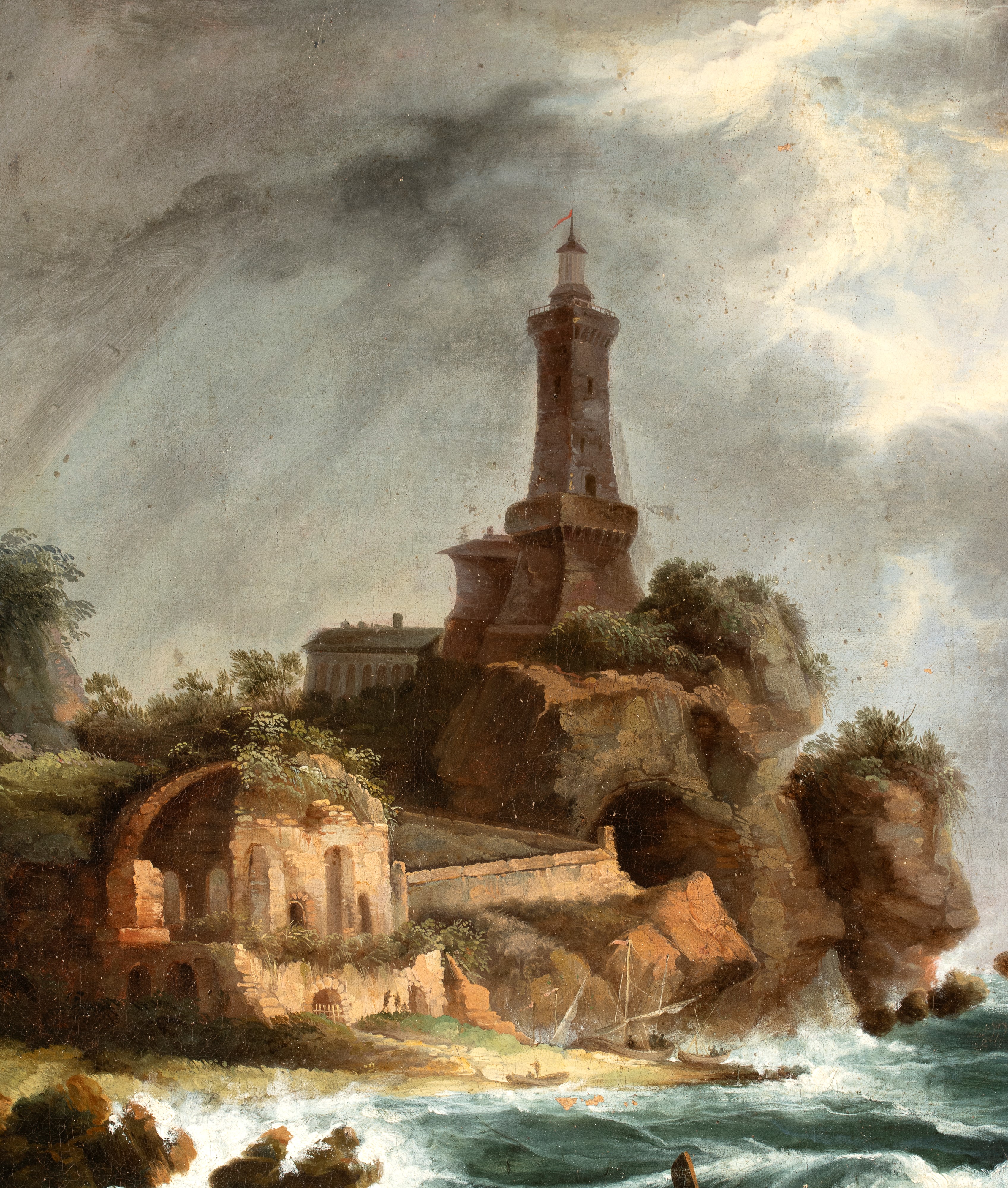 Claude Joseph Vernet - Marina in tempesta con pescatori, olio su tela