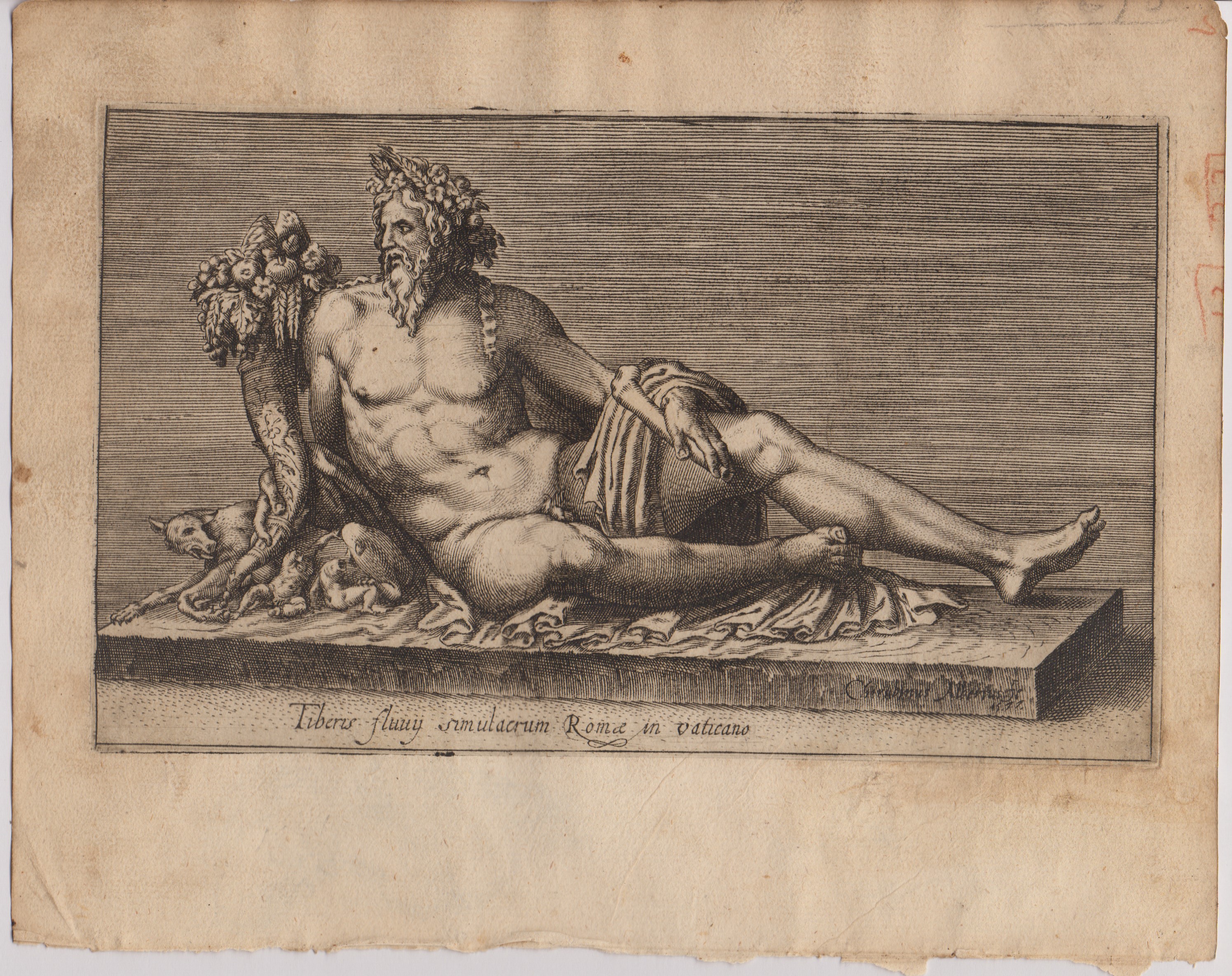 Cherubino Alberti - Tiberis fluvij simunacrum Romae in Vaticano | Marforio, acquaforte (due incis...