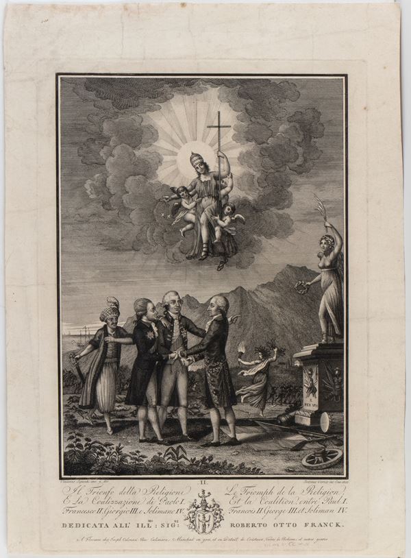 The Triumph of Religion and the Coalition of Paul I, Francis II, George III and Suleiman IV, after Vincenzo Seganti