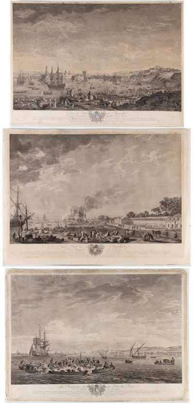 Les Ports de mer de la France: L’entrée du port de Marseille; Le port de Rochefort; La Madrague o...