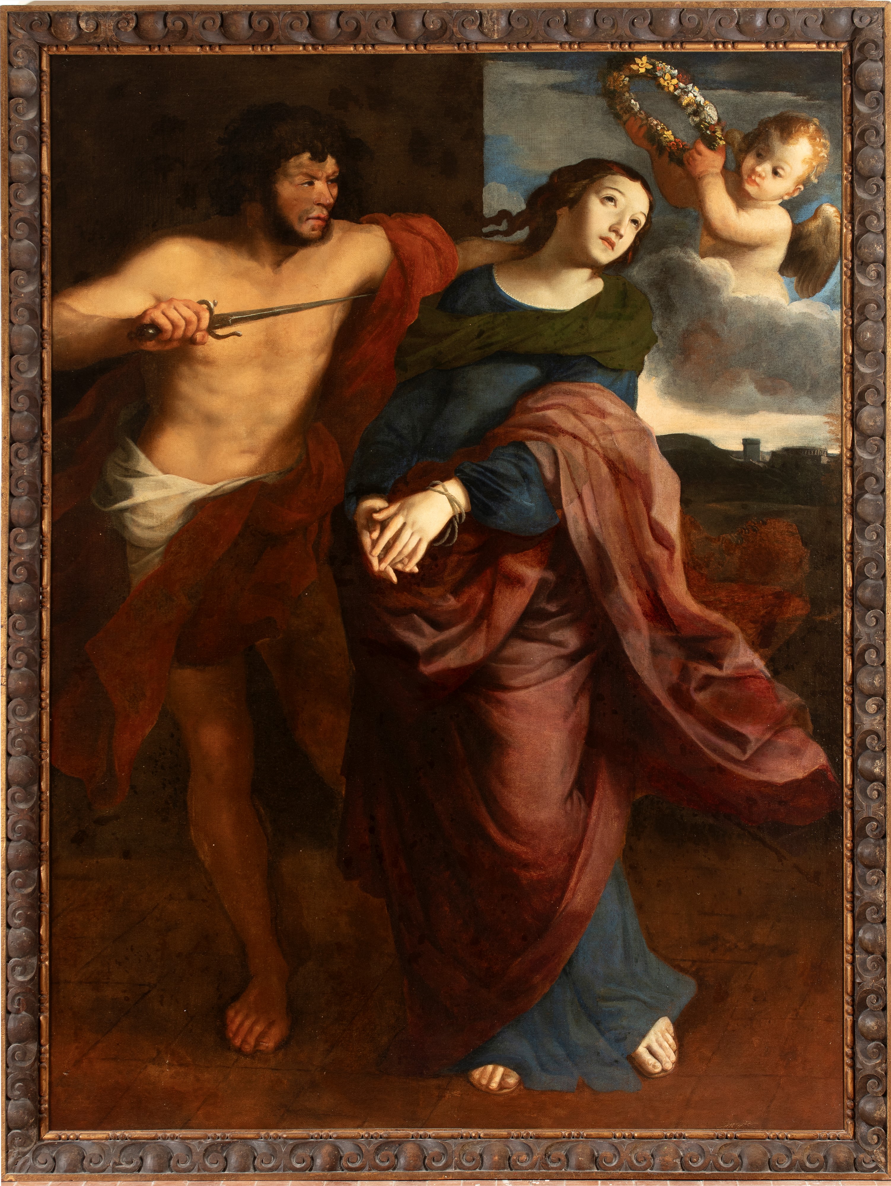 Artista Attivo a Napoli, XVII Secolo - Martirio di Santa Lucia, olio su tela