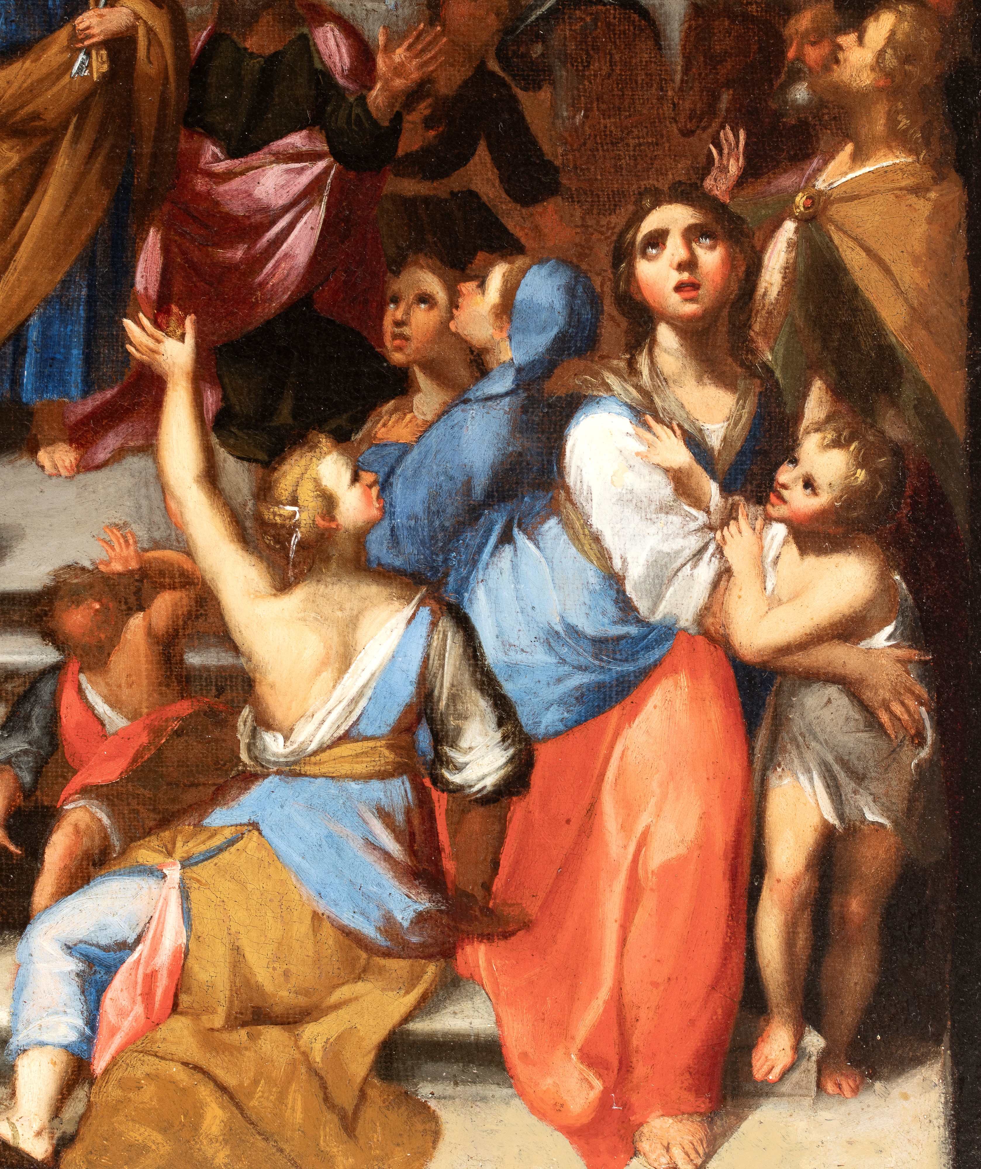 Artista Bolognese, XVII Secolo - La caduta di Simon Mago, olio su tela