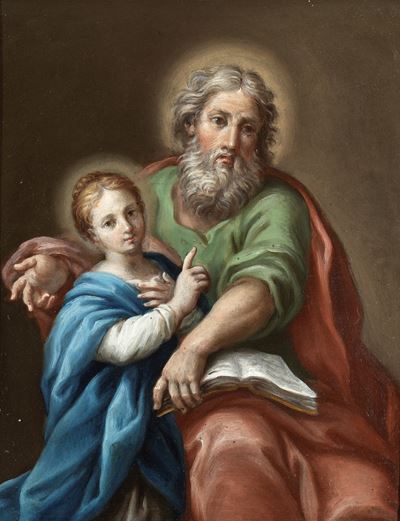 San Gioacchino e la Vergine fanciulla, olio su rame