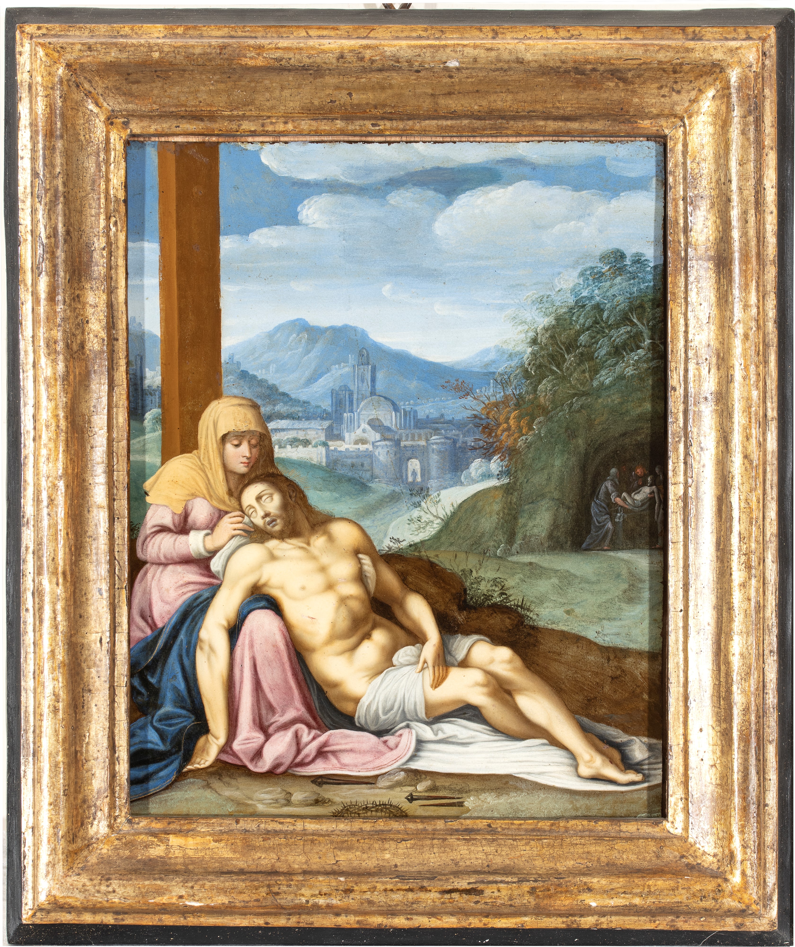 Artista Emiliano, Fine XVI - Inizio XVII Secolo - Pietà, olio su rame