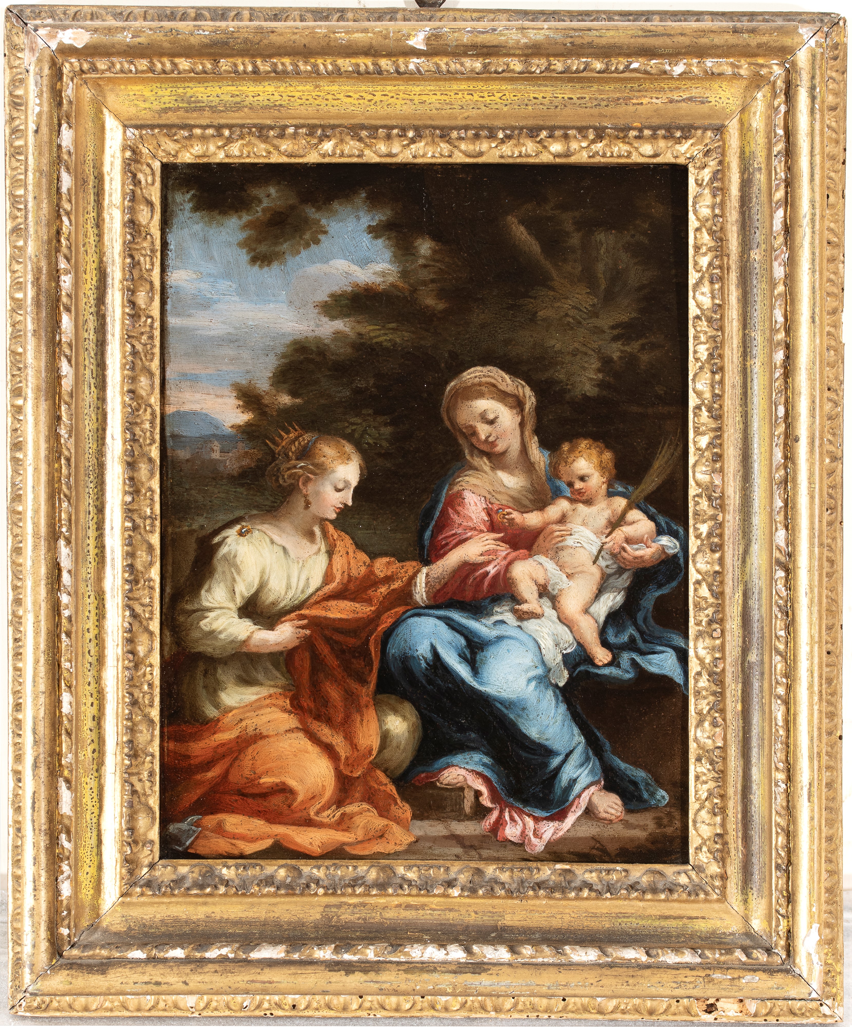 Artista Attivo a Roma, Seconda Metà XVII Secolo - Matrimonio mistico di Santa Caterina, olio su r...