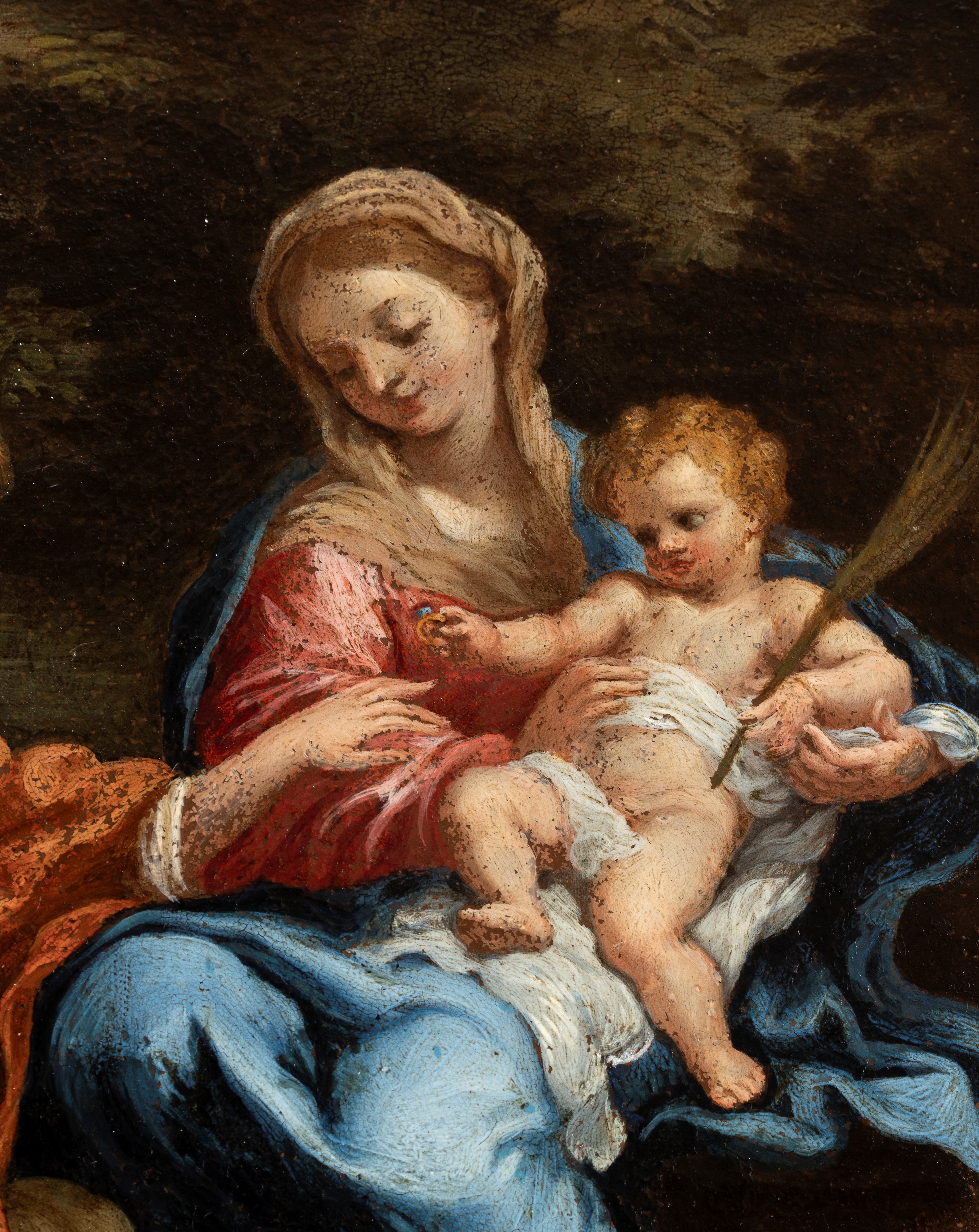 Artista Attivo a Roma, Seconda Metà XVII Secolo - Matrimonio mistico di Santa Caterina, olio su r...
