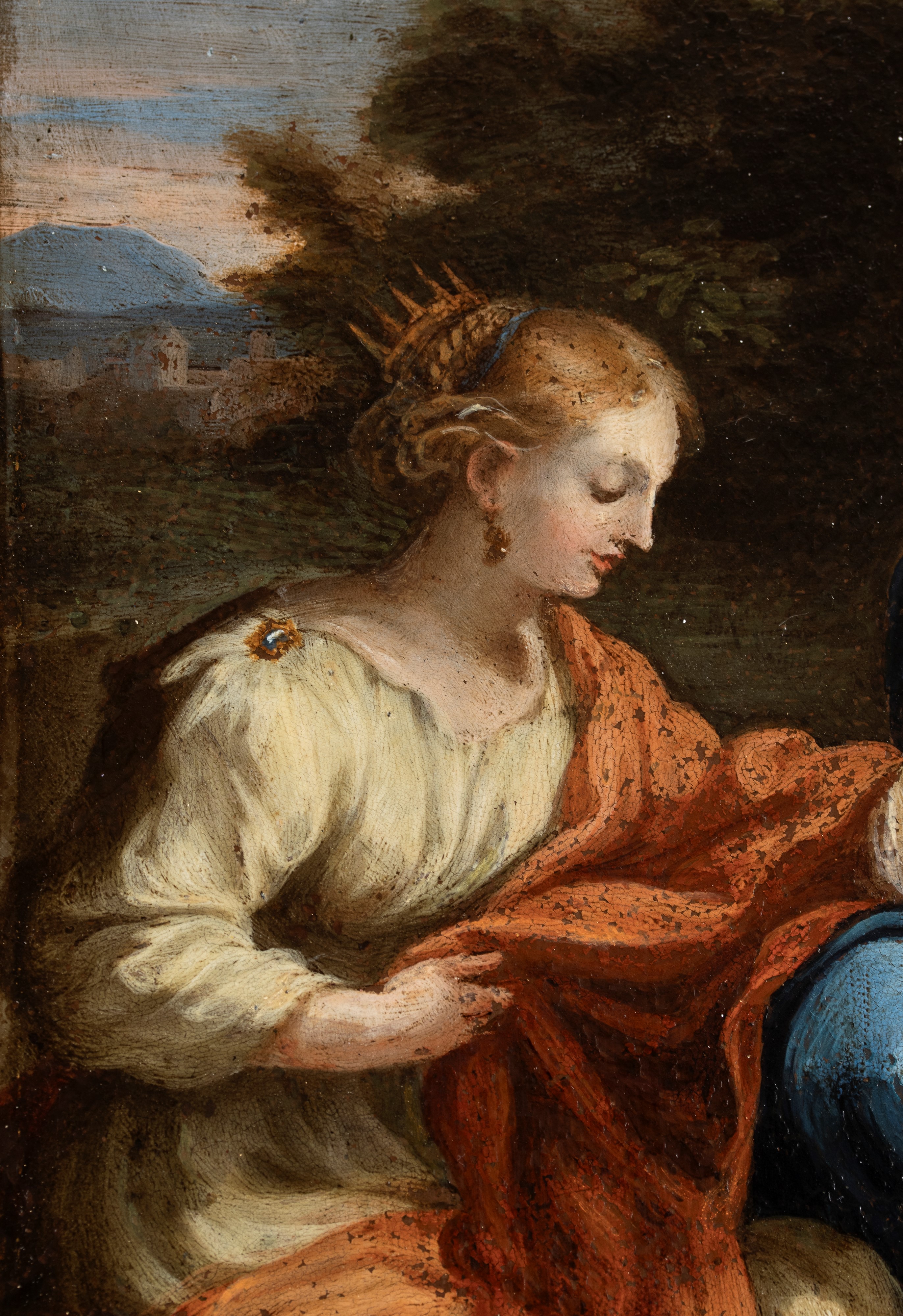 Artista Attivo a Roma, Seconda Metà XVII Secolo - Matrimonio mistico di Santa Caterina, olio su r...