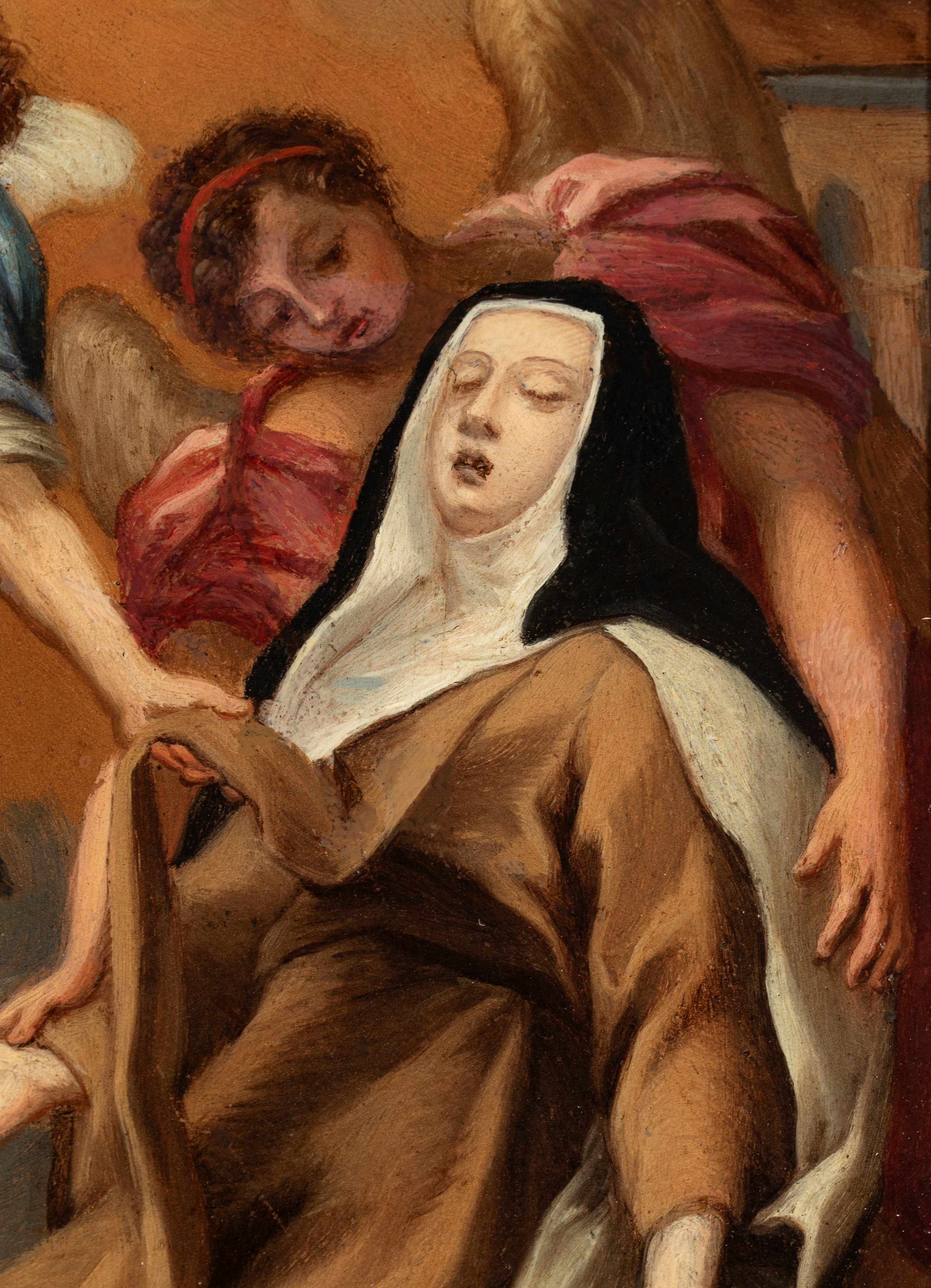 Artista Attivo a Roma, XVII Secolo - Estasi di Santa Teresa, olio su rame