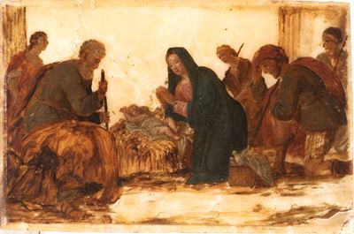 Adorazione dei pastori, olio su alabastro