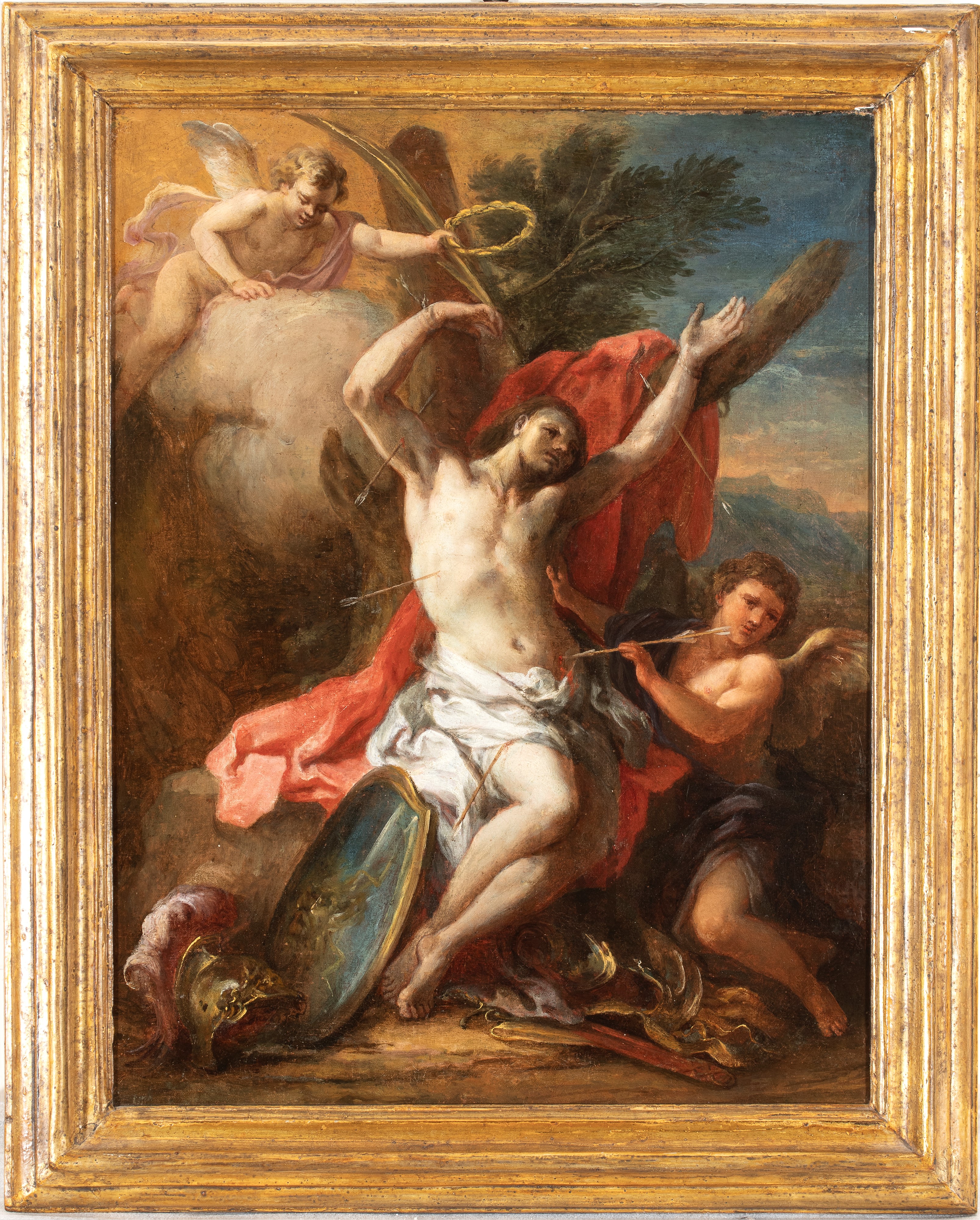 Artista Attivo a Roma, XVIII Secolo - Martirio di San Sebastiano, olio su tela