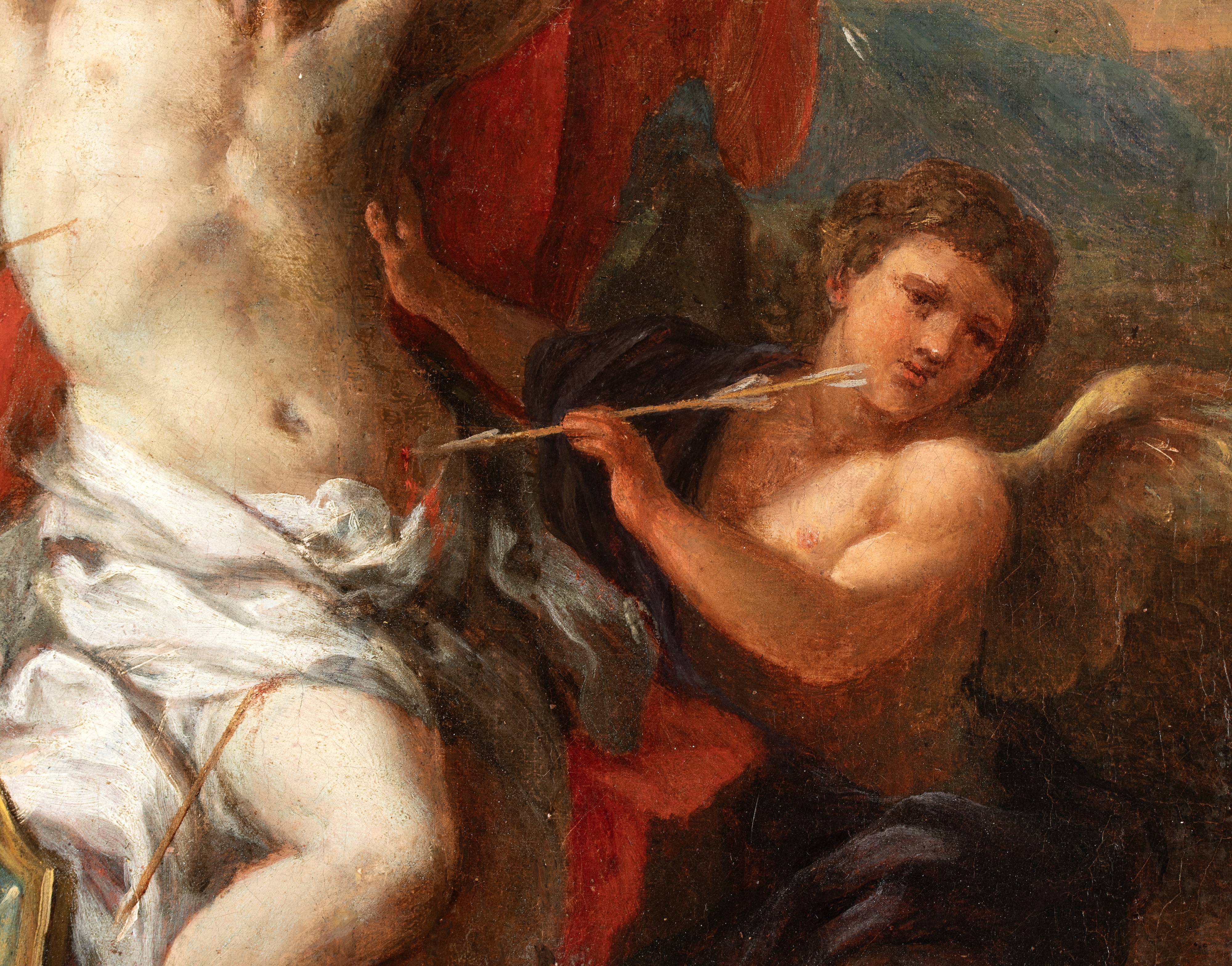 Artista Attivo a Roma, XVIII Secolo - Martirio di San Sebastiano, olio su tela