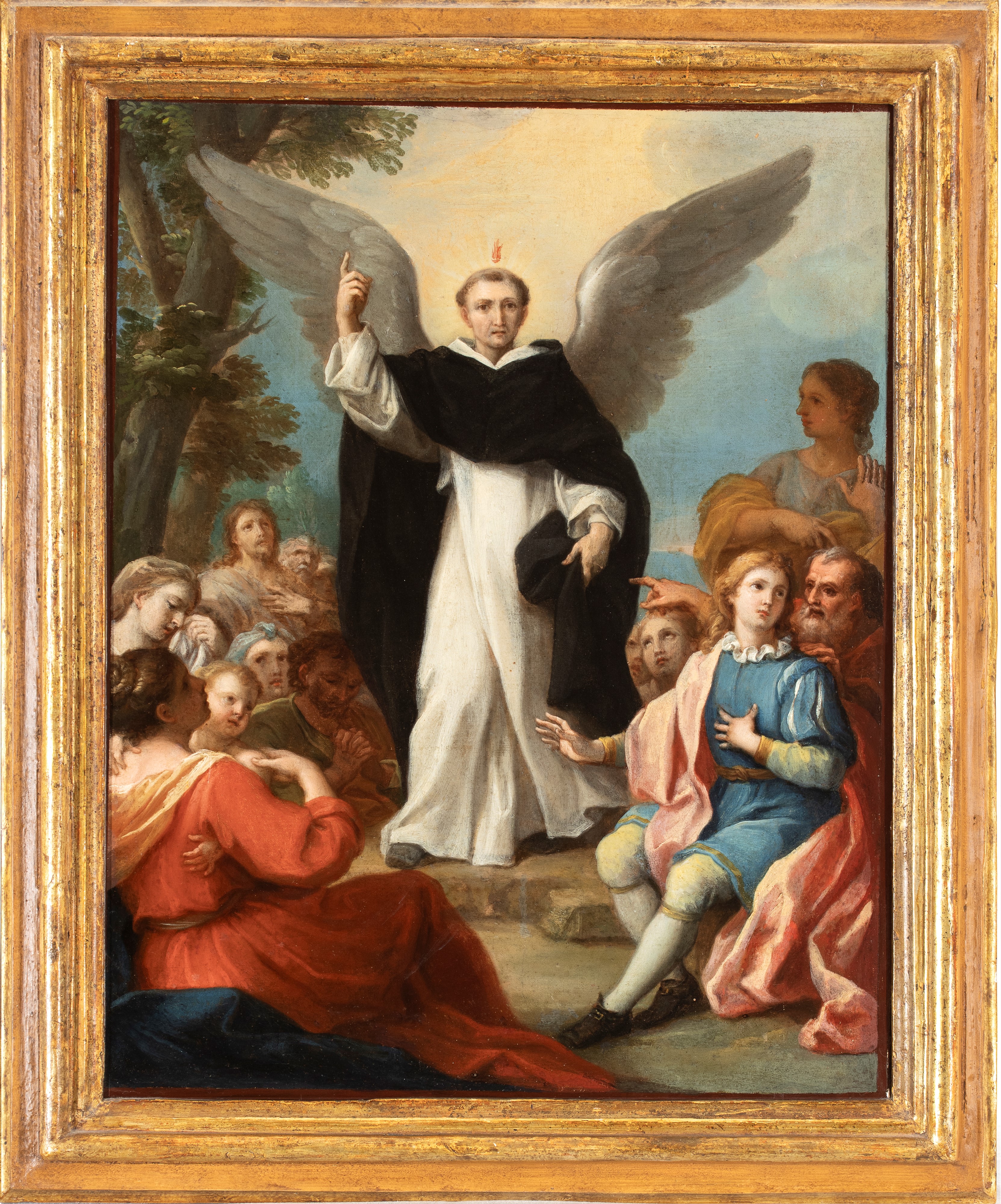 Artista Emiliano, XVIII Secolo - La predicazione di San Vincenzo Ferrer, olio su tela