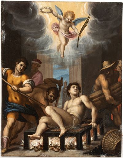 Martirio di San Lorenzo, olio su rame
