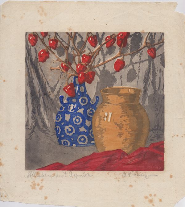 Martin Erich Philipp : Vaso con peperoncini   - Asta STAMPE DAL XV AL XX SECOLO	 - Bertolami Fine Art - Casa d'Aste
