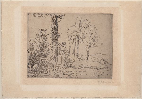 Ker-Xavier Roussel : Due uomini in un paesaggio  - Asta STAMPE DAL XV AL XX SECOLO	 - Bertolami Fine Art - Casa d'Aste