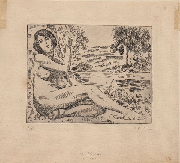 Paul &amp;#201;mile Colin : Bagnante in riposo  - Asta STAMPE DAL XV AL XX SECOLO	 - Bertolami Fine Art - Casa d'Aste